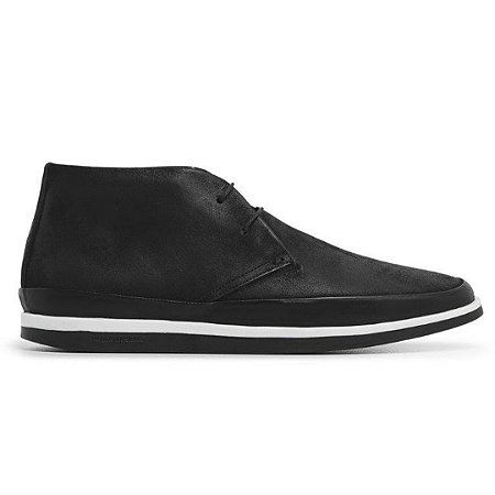 Bota Casual Masculina em Couro Preto Nobuck